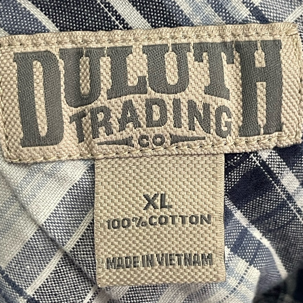 Duluth Trading XL Collared Button Down Men's Blue Plaid Shirt 184 - Picture 7 of 7